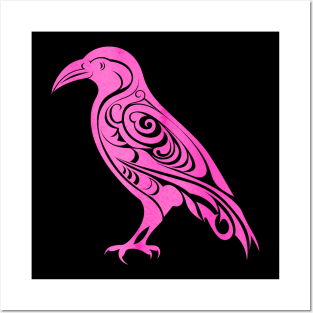 Celtic Nordic Raven Crow Pink Posters and Art